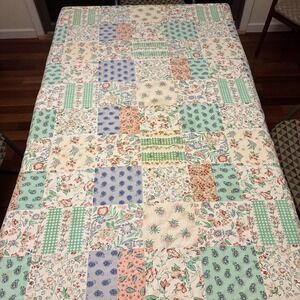 Vtg Liz Claiborne Rectangular Tablecloth 60"x 104" 100% Cotton Patchwork Floral